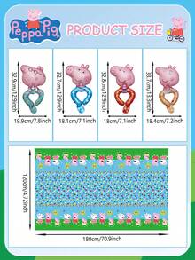 Hasbro 69件套小猪佩奇派对用品套装，包含铝箔气球、家庭卡通人物手镯气球、餐盘、桌布、餐巾纸，生日庆祝装饰派对礼品，全套餐桌用品