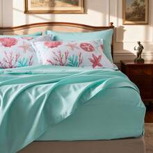 5/7pcs Starfish Shell Printed Bed Comforter Set, 100% Microfiber Soft Breathable Winter Bedding Set, Comfortable And Durable, Include 1 Comforter+1 Flat Sheet+1 Fitted Sheet+1/2 Pillowcases+1/2 Pillowshams,All-Season, Bed In A Bag,Best Christmas Gift - Pink-bZ15 - View 7