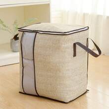 1pc Large Capacity Moving Packing Quilt Storage Bag Baby Room Storage Non-Woven Storage Bag Thickened Handheld Clothing Quilt Organizing Storage Bag Non-Woven Fabrics Large Capacity Clothes Storage Bag Organizer With Handle Foldable Futon Portable Quilt Storage Box Foldable Household Clothes Storage Bag Suitable For Home - Multicolor - View 11