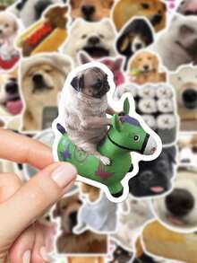 50张可爱狗狗表情贴纸，PVC材质，礼品，卡通装饰，剪贴簿，笔记本，笔记本电脑，行李箱，吉他，杯子，手机壳，DIY贴纸 - 彩色 - 查看 1