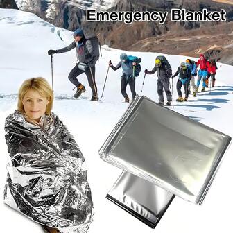 Manta térmica de emergencia para acampada y senderismo, manta de supervivencia portátil con aislamiento reflectante, suministros de emergencia para exteriores, accesorios para acampada/senderismo, artículo divertido para acampada, senderismo, trekking, viaje