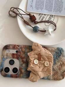 Cute Knitted Sweater Style Protective Case Compatible With Iphone 17 Pro, 17 Pro Max, 14, 16 Pro Max, Autumn/Winter - Multicolor - View 4