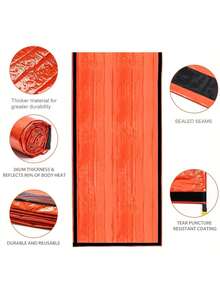 Portable Emergency Sleeping Bag, Survival Shelter Bag, Polyester Film Insulated Emergency Blanket, Lightweight Portable Shelter, Suitable For Camping, Hiking, Outdoor Activities, Backpacking, Outdoor Enthusiasts, Disaster Preparedness, Winter Sleeping Bag - Orange - View 3