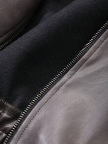 Livesso Spring New Vintage Leather Jacket, Short Style, Regular Fit, Women's Jacket For Valentine's Day Fall,Winter - Brown - View 3