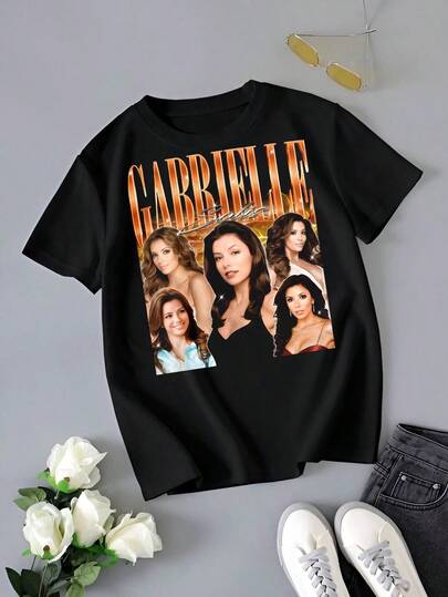 Desperate Housewives Gabrielle Solis Gold Tone Retro Cotton Graphic Summer Short Sleeve Unisex T-Shi