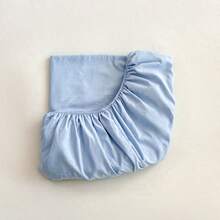 1pc Simple Solid Color Fitted Sheet, Skin-Friendly Cloud-Like Soft & Comfortable Breathable Fitted Sheet, High Elasticity 360° Full Wrap, Fresh Brushed Fitted Sheet, Fitted For Mattress Cover, Mattress Protector, Dust Cover, Suitable For Bedroom, Single Bed, Double Bed, Guest Room, Hotel, Dormitory, Ideal Gift For Parents, Family And Friends On Holidays And Gatherings - Sky Blue - View 8