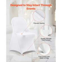 150 Pcs White Chair Covers, Polyester Spandex Chair Cover, Stretch Slipcovers For Wedding Party Dining Banquet Flat-Front Chair Covers, Fits Chair Measures Up To 17.72 X 18.11 X 30.31 Inch - White (150pcs, short, fully covered) - 查看 6