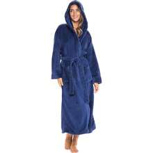 Womens Robe, Long Plush Bathrobe With Hood, Hooded Robes For Women Plus Size Bath Robe,31371249 - 藏蓝色 - 查看 1
