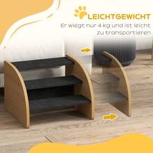 PawHut Pet Stairs, 3 Steps, For Small Dogs, 38.5 X 38.5 X 30, Oak + Black - 1 - View 8