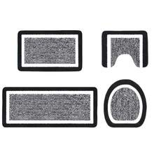 4 Piece Bathroom Rugs Sets With Toilet Lid Cover, U Shaped Toilet Mat And Absorbent Microfiber Plush Mats, Non-Slip Backing, Machine Washable Bathroom Decor Set For Bathroom, Bedroom, Living Room - Black - View 7