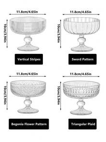 1 pieza Tazón de vidrio con estilo retro e INS para helado, yogur, postre, batido y pudín - transparente - Ver 2