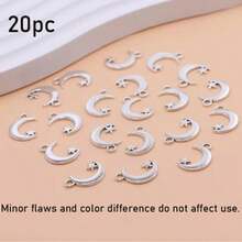 20PCS/10pcs/5pcs Silver Plated Moon And Star Charms For Jewelry Making DIY Necklace Bracelet Earrings Accessories Cheap Craft Supplies For Eid, Ramadan,Anti-Rust 304 Metal Pendant, For Jewelry Making, DIY Handcraft Supplies, Necklace And Bracelet Accessories