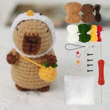 Capybara Crochet Kit, Cute Animal Crochet Kit Set, Christmas Gift, Crochet Kit For Beginners, Crochet Kit For Craft Lovers, Crochet Kit For Adults, DIY Crochet Kit Capybara And Tortoise, Hand Knitted Animal Creation Set (Tool Accessories With Random Colors)