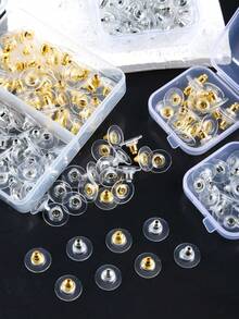 20/50/100pcs Bullet-Shaped Earring Backs, Bullet Clutch Earring Backs For Studs With Pad Rubber Earring Stoppers Pierced Safety Earring Pin Backs DIY Jewelry Making Supplies - Earring Backs - View 5