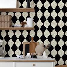 Wedding ItemsSimonSf R Ceckered Peel And Stick Pr Black And W Pr Ntage Plaid Britis   Pr  Batroom Ken Cabinet  Pr 17.3x78 - Đen trắng - Xem 2