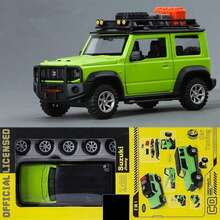 Burago 1:32 铃木吉姆尼改装车模型，组装式压铸合金玩具车，可拆卸越野车，男孩礼物 - 綠色 - 查看 3