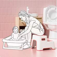 两级台阶凳，塑料防滑表面踏凳，便携式浴室梯，耐用多功能脚凳，儿童脚凳，婴儿马桶凳，洗手池踏凳，儿童脚踏，小凳子，站立凳，增高凳，可站立或坐下，防滑设计，带防滑垫，牢牢抓住地面不会滑动 - 彩色 - 查看 5