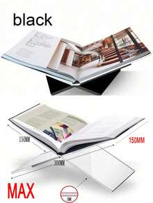 1pc X-Shaped Transparent Acrylic Book Stand, Reading Shelf, Music Album Display Rack, Black & White Book Holder, Home Decor, Suitable For Library, Cookbook, Music Album And Various Books Reading And Display, Countertop Decor For Kitchen - 透明色 - 查看 15