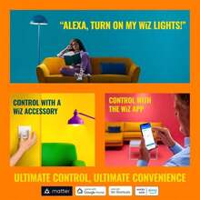 WiZ Connected Smart Light Bulbs, Sunset To Sunrise Automation + Motion Detection + Control With Voice Or App, Full Color A19 60W 800LM Indoor, Matter Compatible -3 Pack - MàuA - Xem 7