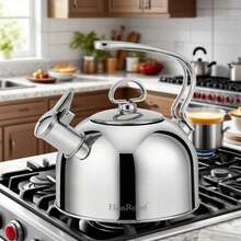 Haus Roland Ấm đun nước bằng thép không gỉ 3 lít, có chức năng tạo âm thanh khi đun sôi, thích hợp sử dụng trên bếp ga và bếp điện. - Bạc - Xem 8