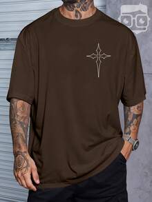 Oversized Gym Cross Streetwear Gothic Urban Style T-Shirt 3258 NERD VEST - Rust Brown - View 2
