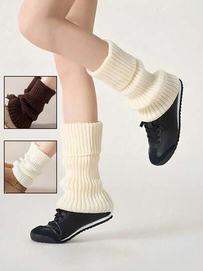 1 Pair Women's Fashion Knitted Warm Ruffle Leg Warmers, Sweet Style JK Leg Warmers Suitable For Autumn/Winter Autumn Accessories Christmas Valentine's Day Gift