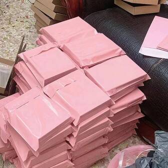 50/20/10pcs Thick Waterproof Solid Pink Packaging Bags, Simple Multipurpose Bags Suitable For Gift Bags, School, Office, Transportation And Mailing Back To School, Courier Storage Bags, Logistics Packing Bags, Clothing Courier Packaging Bags, Resealable Bags Available In Multiple Sizes