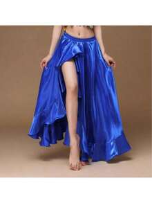 Chân váy maxi khiêu vũ thời trang, chân váy phồng xẻ tà đôi bằng satin dành cho nữ, thích hợp cho múa bụng, flamenco, nhạc rock. - Nhiều màu - Xem 27