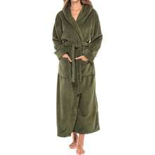 Womens Robe, Long Plush Bathrobe With Hood, Hooded Robes For Women Plus Size Bath Robe,31371251 - 軍綠色 - View 1