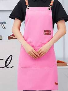 防水帆布围裙，带口袋 - 男女通用涤纶混纺可调节厨师围裙，适用于厨房、餐厅、咖啡馆 | 采用耐用、防污防油的编织面料，配有可调节肩带 - 彩色 - 查看 13