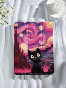 Ốp bảo vệ máy tính bảng họa tiết Mèo Đen trong tranh Đêm Sao của Van Gogh, tương thích với iPad 9.7/10.2/10.5/10.9/12.9/Pro 11 (thế hệ thứ 10), Galaxy Tab S6 Lite 10.4 inch, Kindle Paperwhite thế hệ thứ 12 (2024), Kindle thế hệ thứ 11 (2022), mềm mại, chống sốc, chân đế thông minh/chức năng tự động bật/tắt màn hình. - Nhiều màu - Xem 3