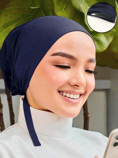 1 pieza Pañuelo con capucha de unicolor y elástico para mujer, pañuelo de cuello versátil adecuado para uso diario