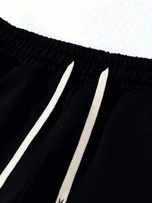 2件套加大码男士时尚简约纽约字母图案休闲口袋连帽卫衣，配抽绳裤，适合春、秋、冬户外、街头、日常穿着 - 彩色 - 查看 5