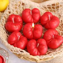 1 pieza Velas de aromaterapia con forma de fruta simulada - Velas de aromaterapia hechas a mano con forma de tomate, fruta estrella, naranja, fresa para decoración del hogar - Multicolor - Ver 3