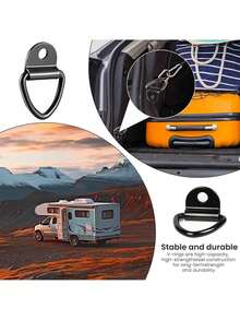 Black V-Shaped D-Ring Metal Hook, Cargo Tie Anchor