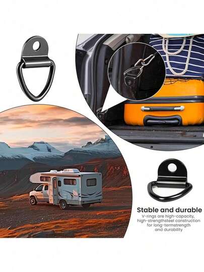 Svart V-formad D-ringskrok i metall, lastankare