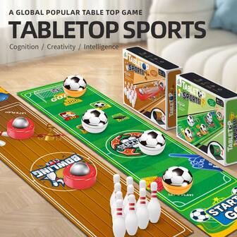 桌面足球篮球保龄球游戏 - 多功能互动桌面玩具，适合男孩多人家庭聚会