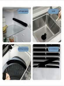 Long Handle Multi-Purpose Radiator Cleaning Brush, Dryer Vent Cleaning Brush, Stainless Steel Dryer Vent Cleaning Kit, Dryer Lint Brush, Manual Lint Brush, Long Handle Flexible Refrigerator Dryer Lint Collector Brush, Flexible Lint Remover - Multicolor - View 3