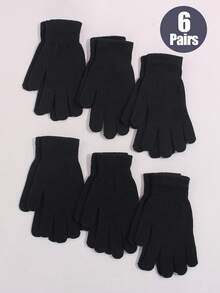 2 Pairs Unisex Solid Color Simple Knitted Full Finger Gloves, Warm For Autumn/Winter, Daily Life, Outdoor And Leisure Halloween Accessories Winter Gloves