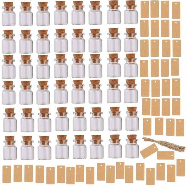 Botella de vidrio transparente con tapón de madera, botella de deseos sellada de borosilicato de alta calidad, botella a la deriva