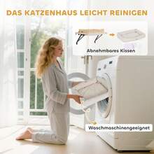 PawHut Cat House With Sill And Radiator Mount, Cushion, Wooden Frame, White