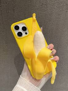 趣味减压软壳 3D 逼真香蕉黄手机壳，可玩手机壳，兼容 11/13/14/15/16/16 Plus/16 Pro Max - 黃色 - 查看 9
