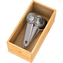 HAWT Bamboo Drawer Organizer Utensil Holder For Kitchen Small Wood Silverware Storage Organizer Stackable Box Tray For Cutlery Flatware Bathroom Caddy For Makeup Perfume Jewelry 6x3x2.5 Inch - 竹子 - 查看 1