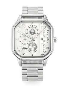 Pink Dial Gold Steel Band Square Quartz Watch, Multifunctional Fashion Wristwatch For Men And Women - one-size - View 11