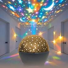 1pc Star & Moon LED Projector Light / Colorful Sky / Ceiling Projection Lamp || Atmosphere Decor Light || LED Desk Lamp | Night Light | Table Lamp | USB Powered Indoor Lighting, Suitable For Bedroom, Living Room Or Office Decor, Home Lighting Nightlight, Christmas, Modern Design, Touch Control, Dimmable, Holiday Decor - 彩色 - 查看 5
