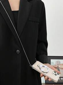 Minimalist Chic Ins Style Magnetic Bling Mirror Phone Case With Chain