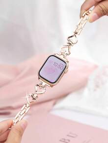 1PC Women Fashion Rose Gold Stainless Steel Watch Strap Compatible With IWatch 38mm 40mm 41mm 42mm 44mm 45mm 46mm 49mm, Luxury Heart Mesh Metal Watchbands Compatible With Apple Watch Series Ultra 3/2/1 11 10 9 8 7 SE3 6 5 4 3 2 1, Chic Smart Watch Band Compatible With Apple Watch Bands - Hoa hồng vàng - Xem 5