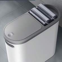 Trash Can,Bathroom Orginazor          2.64 Gallon Low Profile Trash Can With Lid - Stylish Space Saving Trash Can For Kitchen, Bathroom, Bedroom - Easy-To-Use Design, Odor Resistant, Durable Plastic, Polished Surface, Bathroom Trash Can And Liner,Trash Can,Bathroom Accesssories,Trash Can,Bathroom Accesssories,Kitchen Essentials,Bathroom Essentials,Garbage Can,Storage,Kitchen Trash Can - 白色 - 查看 8