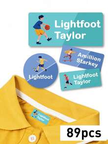 Custom Name Waterproof Stickers, Cute Cartoon Style Labels Stickers, Personalized Name Label Stickers For Clothes, Customized Decorative Tags. - Style 1 - View 8