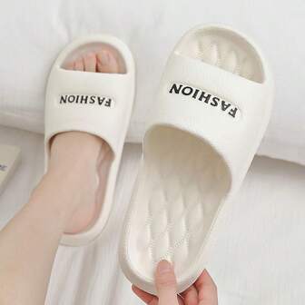 女士极简字母印花拖鞋，适合户外休闲、派对和室内穿着，防滑、舒适、轻便、透气，百搭家居鞋